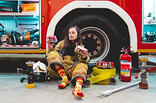 Rainbow Socks -Calcetines de bombero en el camión para él y para ella- 2 pares - Talla 47-50