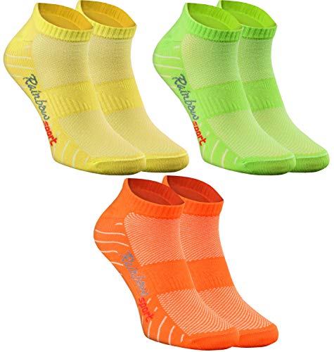 Rainbow Socks - Hombre Mujer Calcetines Deporte - 3 Pares - Amarillo Verde Naranja - Talla 42-43