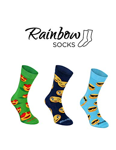 Rainbow Socks - Hombre Mujer Calcetines Graciosos - 3 Pares - Turquesa Azul Verde - Talla 36-40