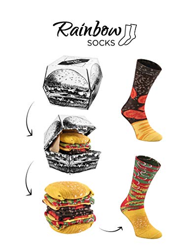 Rainbow Socks - Hombre Mujer Divertidos Calcetines de Hamburguesa - 2 Pares - Talla UE 36-40