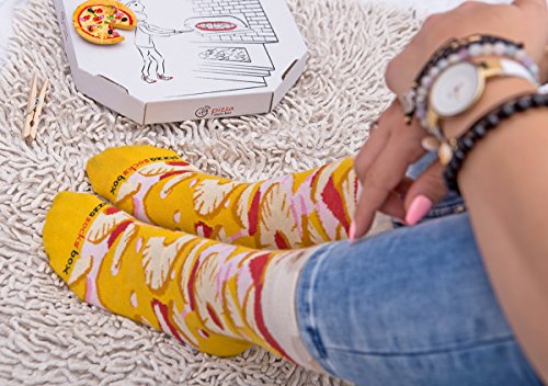 Rainbow Socks - Pizza MIX Italiana Hawaiana Pepperoni Mujer Hombre - 4 pares de Calcetines - Tamaño 36-40