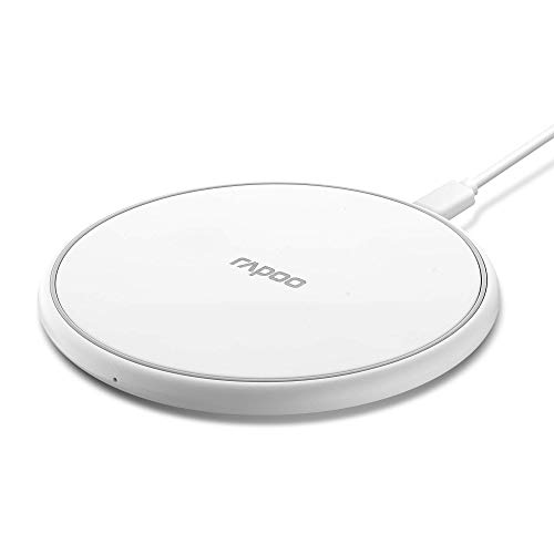 Rapoo XC100 - Cargador inalámbrico de inducción para Smartphone (Compatible con iOS y Android (por Ejemplo, iPhone, Samsung, Samsung, Carga Qi, Carga rápida), Color Blanco