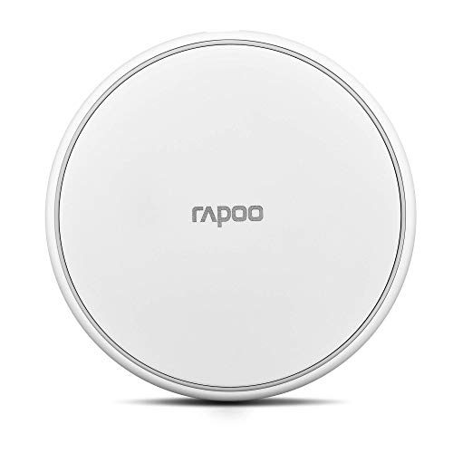 Rapoo XC100 - Cargador inalámbrico de inducción para Smartphone (Compatible con iOS y Android (por Ejemplo, iPhone, Samsung, Samsung, Carga Qi, Carga rápida), Color Blanco