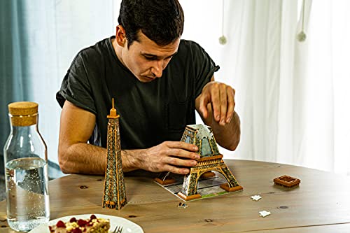 Ravensburger - Puzzle 3D, Torre Eiffel Edición Especial con LED, 216 piezas de puzle de plástico numeradas + 9 accesorios + módulo luminoso con LEDs + instrucciones - Dimensiones: 47 x 18 x 18 cm