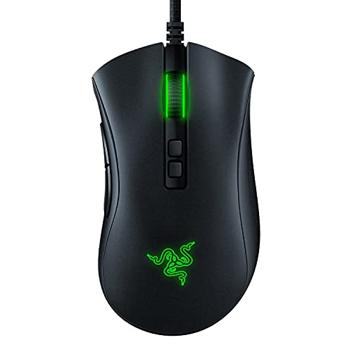 Razer DeathAdder V2 - Ratón para juegos con cable y comodidad ergonómica para PC / Mac (interruptores ópticos, sensor óptico Focus+ 20K, cable Speedflex, memoria integrada) Negro