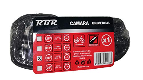 RBR Aire BTT 28" Camara Universal Valvula Schrader, Adultos Unisex, Negro