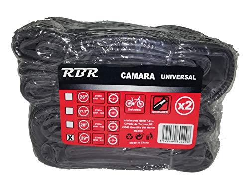 RBR Aire BTT 29" Camaras Universal Valvula Schrader, Adultos Unisex, Negro
