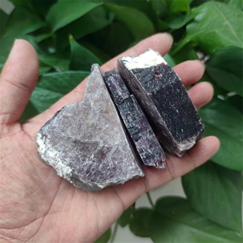 REAPP Piedras Decorativas Lepidolita Natural Cristal Rebanada áspera Ziyun Madre Piedras Rock Piedras Luminoso Mica Púrpura Mica para Decoración (Color : Gratis, Size : 150g)