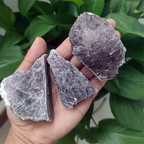 REAPP Piedras Decorativas Lepidolita Natural Cristal Rebanada áspera Ziyun Madre Piedras Rock Piedras Luminoso Mica Púrpura Mica para Decoración (Color : Gratis, Size : 150g)