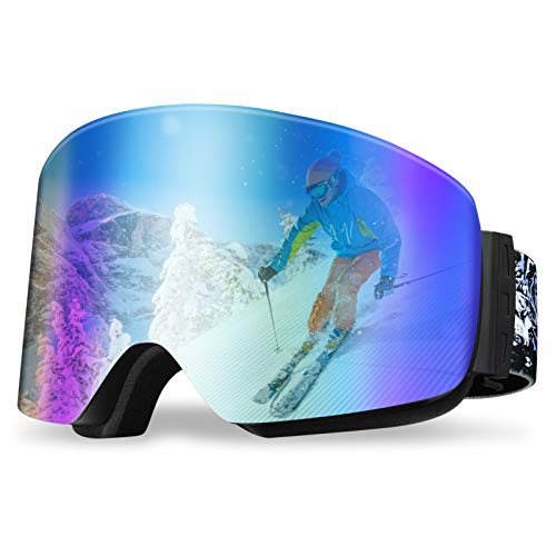 REDSTORM Máscara de esquí en versión 2021, máscara de esquí OTG, diseño panorámico de 180°, gafas de esquí antirayos UV y antiniebla para esquí, calada, ciclismo, deportes de mar