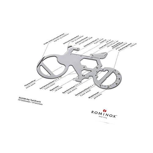 Regalo: Rominox herramienta multifunción 19 funciones, para bicicleta, bicicleta de montaña, bicicleta Gravel Bike, acero inoxidable, descripción de funcionamiento, para viajes