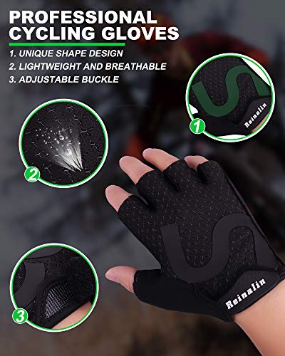 Reinalin Guantes de Ciclismo MTB Guantes de Bicicleta de Carretera de Medio Dedo, Guantes Deportivos para Gimnasio Moto Entrenamiento, Guantes Transpirables Verano para Hombre /Mujer