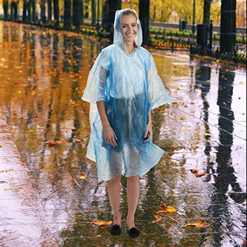 Relaxdays 10 Chubasqueros, Capa Lluvia Capucha, Poncho Impermeable Desechable, Hombre y Mujer, PE, Transparente, 1 Set