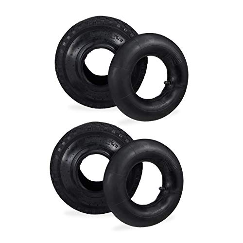 Relaxdays, Negro, Neumático 3.00-4", Rueda de Recambio con Forro, Perfil de Tacos, 125kg, para carretillas, 260x85mm