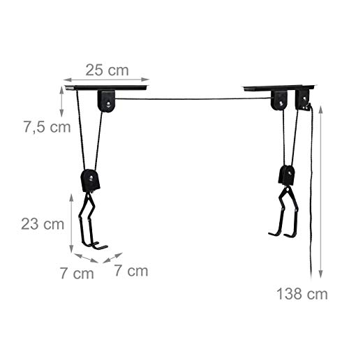 Relaxdays Soporte Bicicleta Suspensión, Adultos Unisex, Negro, 8 x 100 x 9 cm