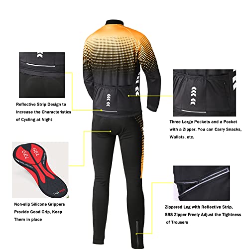 Relaxyee Maillot Ciclismo Hombre Invierno, Ropa Ciclismo Hombre Invierno con 3D Acolchado, Maillot Ciclismo Polar Térmico para Deportes al Aire Libre Ciclismo Bicicleta