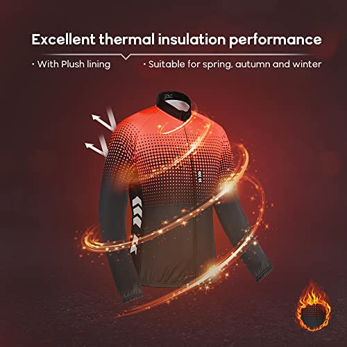 Relaxyee Maillot Ciclismo Hombre Invierno, Ropa Ciclismo Hombre Invierno con 3D Acolchado, Maillot Ciclismo Polar Térmico para Deportes al Aire Libre Ciclismo Bicicleta