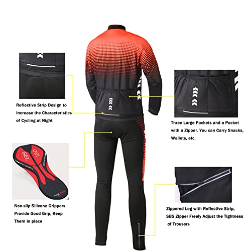 Relaxyee Maillot Ciclismo Hombre Invierno, Ropa Ciclismo Hombre Invierno con 3D Acolchado, Maillot Ciclismo Polar Térmico para Deportes al Aire Libre Ciclismo Bicicleta