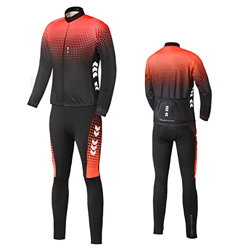 Relaxyee Maillot Ciclismo Hombre Invierno, Ropa Ciclismo Hombre Invierno con 3D Acolchado, Maillot Ciclismo Polar Térmico para Deportes al Aire Libre Ciclismo Bicicleta