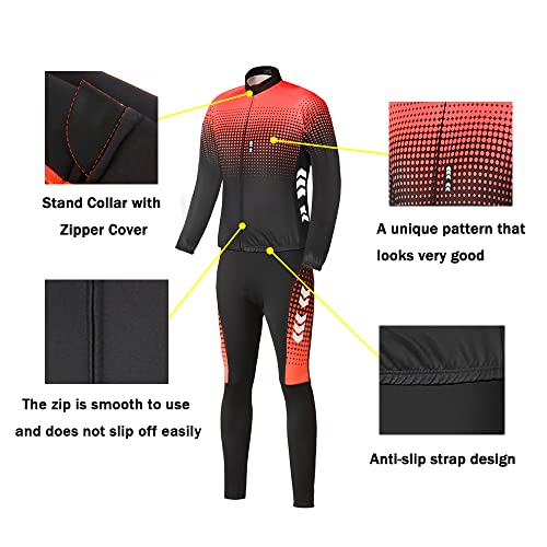 Relaxyee Maillot Ciclismo Hombre Invierno, Ropa Ciclismo Hombre Invierno con 3D Acolchado, Maillot Ciclismo Polar Térmico para Deportes al Aire Libre Ciclismo Bicicleta