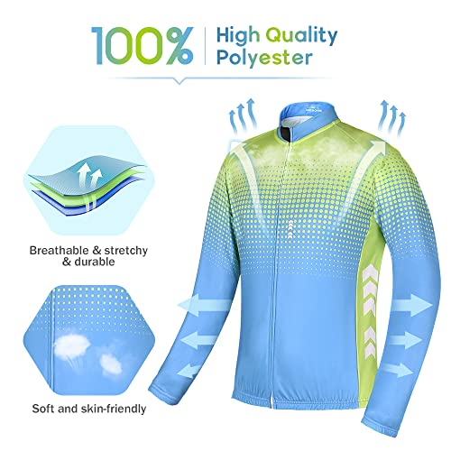 Relaxyee Ropa Ciclismo Hombre de Invierno, Ciclismo Maillot Hombres con 4D Acolchado de Gel, Cálido y Transpirable, Cómodo de Llevar (Verde y Azul, M)