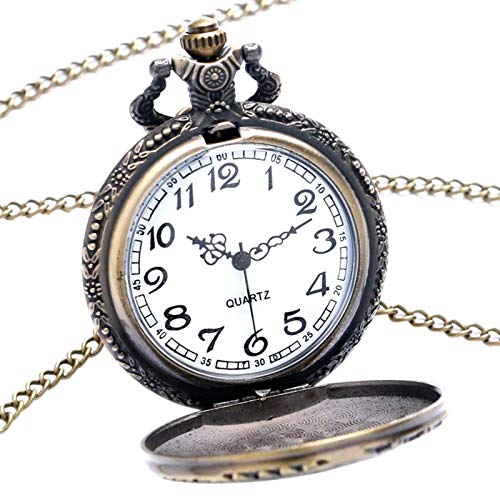 Reloj de Bolsillo de Tren de Tren/Locomotora, Caja del Reloj de Bolsillo de Cuarzo de la Caja del Vintage 3D - en la Cadena de 32"Pulgadas / 80 cm (Color : B)