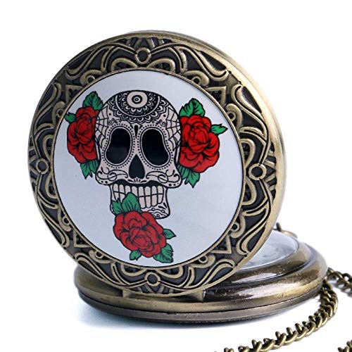 Reloj de Bolsillo Punk Skull Colgante Reloj Death Design Reloj de Bolsillo Biker Skull Charm Jewelry Estilo gótico Reloj de Cuarzo