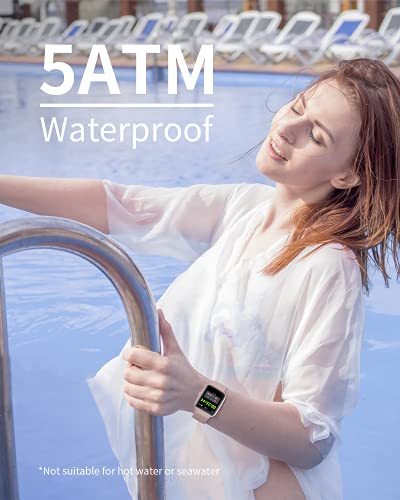 Reloj Inteligente Mujer Hombre, Pulsera Actividad con 5ATM Impermeable Smartwatch con Pulsómetro Monitor de Sueño Calorías Podómetro, Control de Música Inteligente Reloj Deportivo para iOS, Android