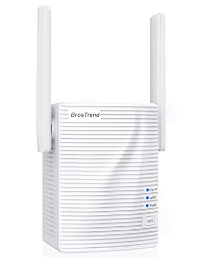 Repetidor wifi BrosTrend 1200Mbps, amplificador wifi, extensor wifi, intensificador wifi, amplía cobertura inalámbrica doble banda 5 GHz, 2.4 GHz, admite todas las redes de internet, 1 puerto Ethernet