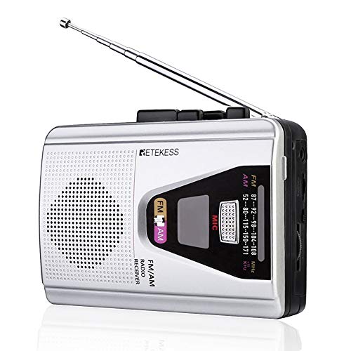 Retekess TR620 Cassette Reproductor y Grabador Portátil Walkman, Radio FM Am, con Bucle de Reproducción de Cinta, Avance y Retroceso de Cinta, Conector para Auriculares de 3.5 mm