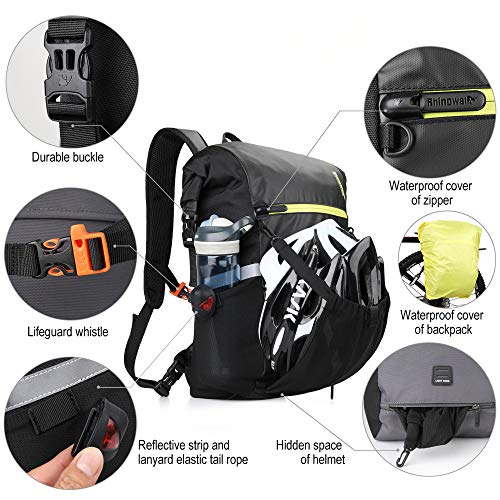 Rhinowalk 24L Bolsa Alforja Trasera para Bicicleta, Multifunción Bolsa Bicicleta para Portaequipajes Asiento Trasero para Carretera MTB Bicicleta de Montaña Moto (Negro)