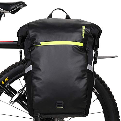 Rhinowalk 24L Bolsa Alforja Trasera para Bicicleta, Multifunción Bolsa Bicicleta para Portaequipajes Asiento Trasero para Carretera MTB Bicicleta de Montaña Moto (Negro)