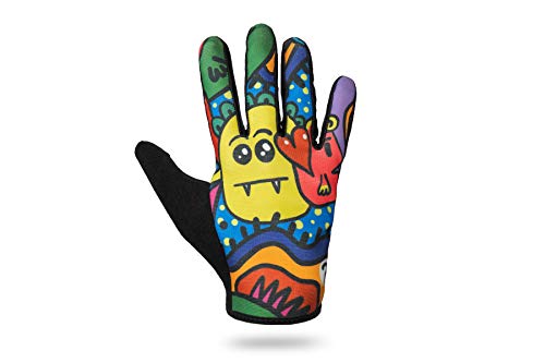 RideMore – Guantes de Ciclismo para Hombre y Mujer | para BMX, Scooter, MTB y Ciclistas | Guantes Finos con Slip-On, Fuerte Agarre y Pantalla táctil (Cartoon,S)