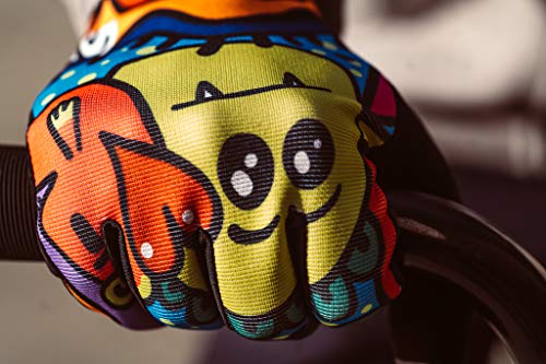 RideMore – Guantes de Ciclismo para Hombre y Mujer | para BMX, Scooter, MTB y Ciclistas | Guantes Finos con Slip-On, Fuerte Agarre y Pantalla táctil (Cartoon,S)