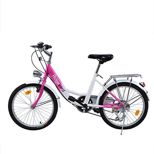 Ridgeyard 20 Pulgadas Bicicleta Bicicleta Niños Niñas por 12-16 Años Children Bicycle Bike（Rosa + Blanco）