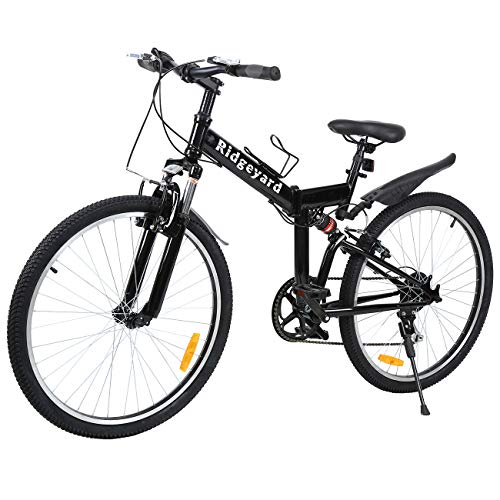 Ridgeyard 26" 7 velocidades Plegable Bicicleta Folding Bike Bicicleta de montaña Shimano (Negro)