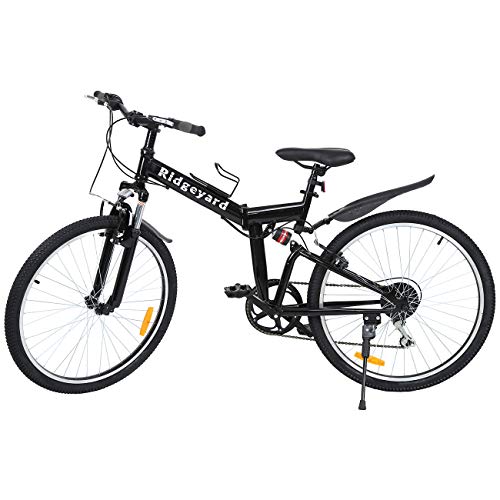 Ridgeyard 26" 7 velocidades Plegable Bicicleta Folding Bike Bicicleta de montaña Shimano (Negro)