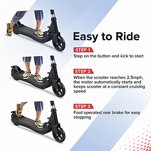 Riding' times Patinete eléctrico para niños 4 a 12 años, Scooter Kickscooter Plegable, hasta 7 km/h, Gama 7km, Motor 120W, Tiempo de Carga 2H, para niños y niñas