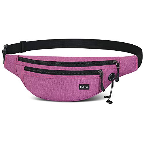 Riñoneras Hombre y Mujer Impermeable,3 Bolsillos con Cremallera Bolsa riñonera,Gran Capacidad para Teléfono DE 6.8 Pulgadas/Llaves, Viajar/Correr/Bici/Comprar (Rosa roja)