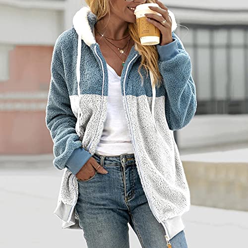 riou Mujer Sudadera con Capucha Chaqueta Jersey Talla Grande Hoodie Suave y Confortable Suelto Empalme de Rayas Manga Larga Suéter Cálido Pullover Otoño Invierno