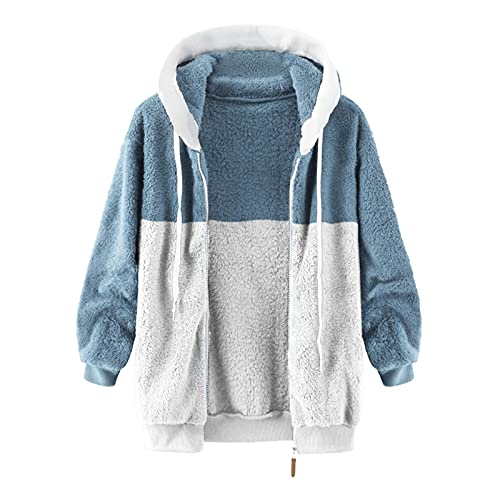 riou Mujer Sudadera con Capucha Chaqueta Jersey Talla Grande Hoodie Suave y Confortable Suelto Empalme de Rayas Manga Larga Suéter Cálido Pullover Otoño Invierno