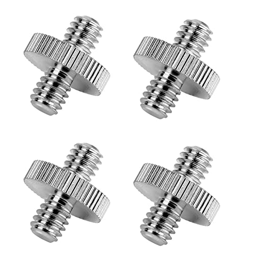 Rnitle 1/4"Macho a 1/4" Macho Adaptador de Tornillo Roscado[4 Piezas],Adaptador Convertidor de Tornillo para Cámara/Trípode/Cabeza de Bola Monopie