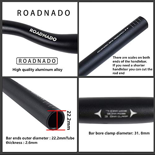 ROADNADO Manillar de bicicleta de 31,8 mm, aleación de aluminio, 720 mm/780 mm, para bicicleta de carretera, MTB (negro)