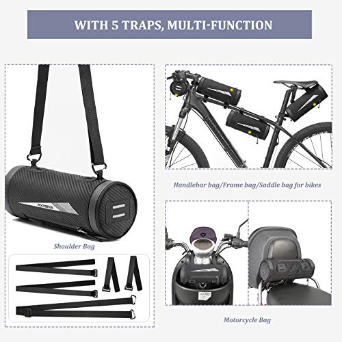 ROCKBROS Alforja Manillar de Bicicleta Bolsa Manubrio para MTB Bicicleta Carretera Multifuncional Portátil, Negro