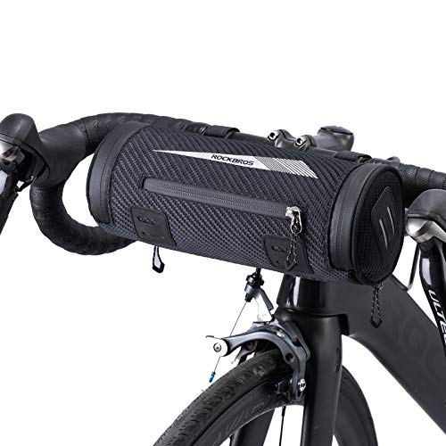 ROCKBROS Alforja Manillar de Bicicleta Bolsa Manubrio para MTB Bicicleta Carretera Multifuncional Portátil, Negro