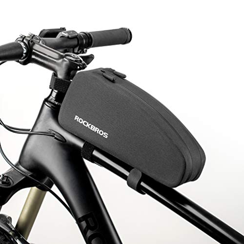 ROCKBROS Bolsa Cuadro Bicicleta Impermeable Capacidad 1L/1,6L Bolsa Manillar Tubo Superior para MTB Bicicleta Carretera, Negro