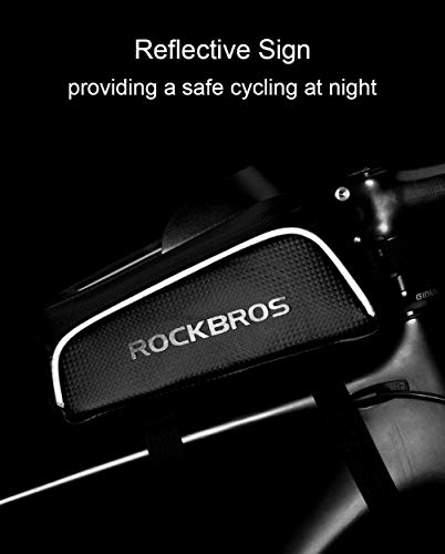 ROCKBROS Bolsa Cuadro de Bicicleta para Móvil con Pantalla Táctil para MTB Bicicleta Carretera, para Teléfono Inteligente de hasta 6,5 Pulgadas