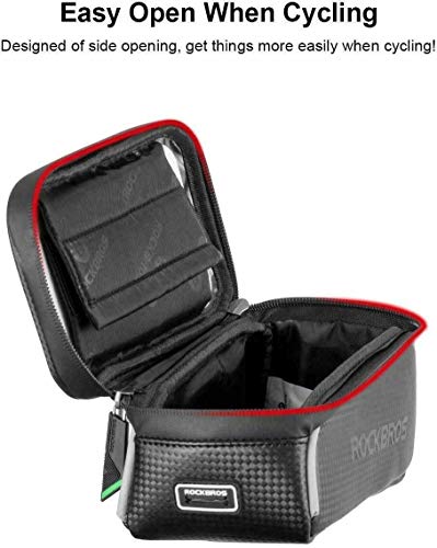 ROCKBROS Bolsa Cuadro de Bicicleta para Móvil con Pantalla Táctil para MTB Bicicleta Carretera, para Teléfono Inteligente de hasta 6,5 Pulgadas