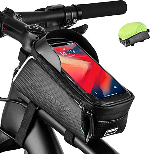 ROCKBROS Bolsa Cuadro de Bicicleta para Móvil con Pantalla Táctil para MTB Bicicleta Carretera, para Teléfono Inteligente de hasta 6,5 Pulgadas