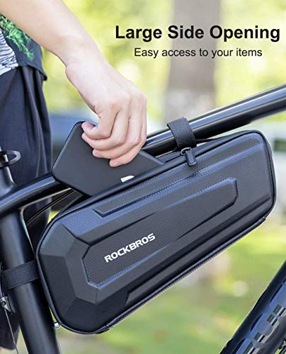 ROCKBROS Bolsa Cuadro Tubo Frontal para Bicicleta Montaña Carretera MTB a Prueba de Agua Bolso Rígido de Ciclismo Negro